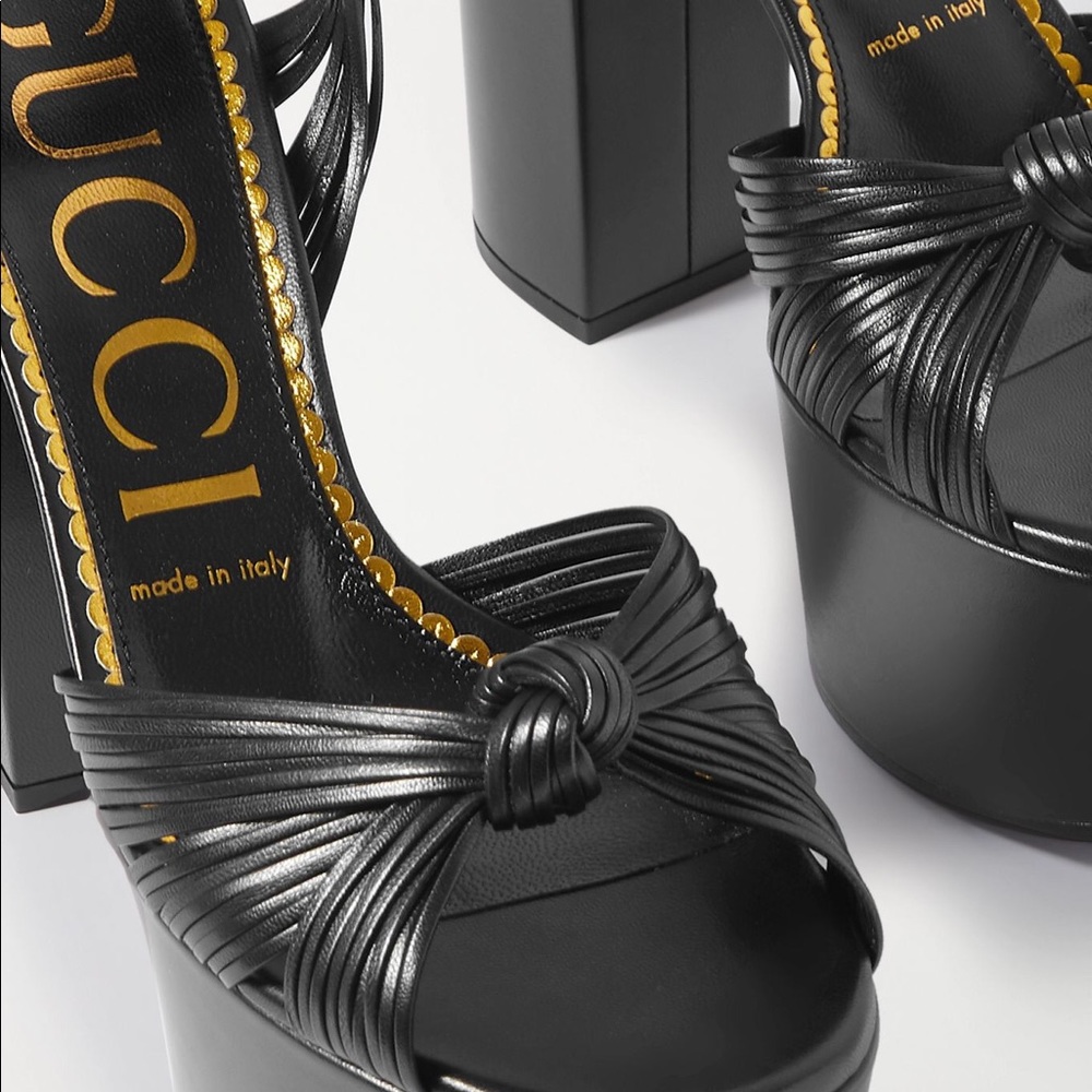 Gucci Crawford knotted leather platform sandals - Picture 6 of 9